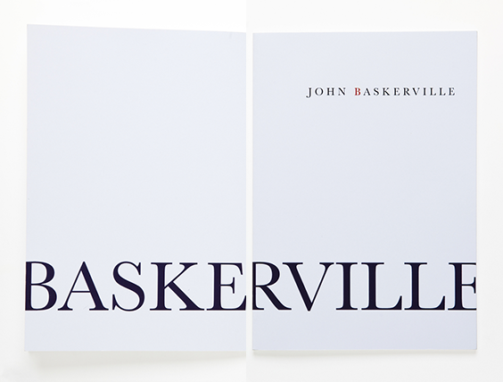 Type specimen Baskerville designed by Antonia M. Cornelius